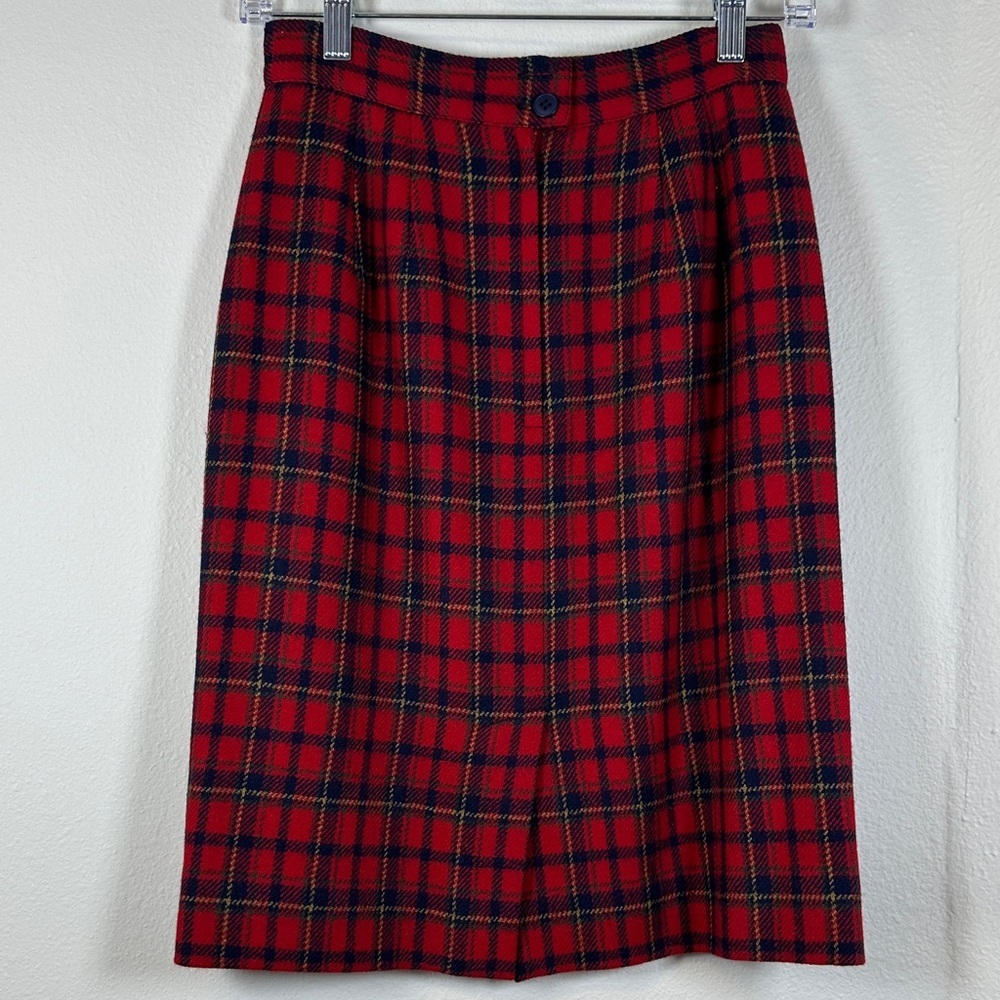 Vintage Charter Club Jane Justin Red Tartan Plaid Wool Pencil Skirt Size 6P - Picture 5 of 7